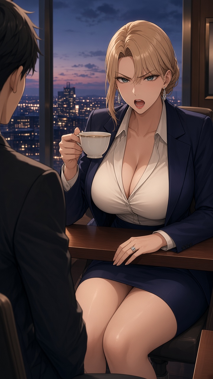 Behind Her Penthouse Mahogany Desk